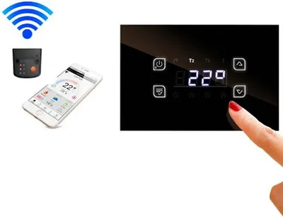 Produktbild von GLH110 Glass Touch – Temperatur-Differenzregler – für Kaminöfen, Holzkessel & Heizkreise - GLH110 mit Fühlerset und Wlan-Modul