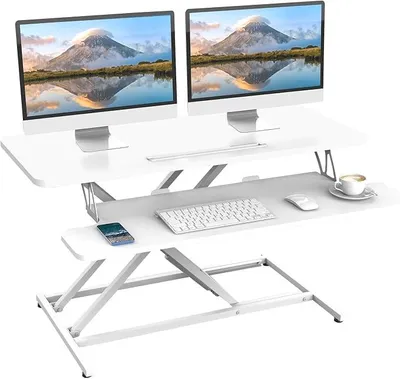 Imagen del producto de Silecomplaza, soporte para escritorio, ajustable en altura, de 91 x 40 cm, para dos monitores