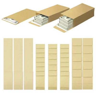 60 braune Geldumschläge mit selbstklebender Klappe, 19,8 x 9,9 cm, S/M/L