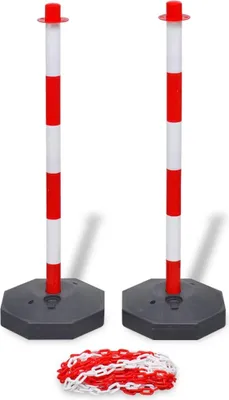 Obrázek produktu pro vidaXL Sada 4 zábranových sloupků a 2 plastových řetězů po 10 m