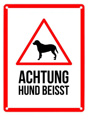 Produktbild von Achtung Hund beisst Metallschild mit Hunde Symbol Warnschild Hinweis Vorsicht