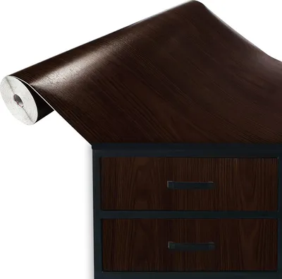Produktbild von Klebefolie Möbel 45x100 cm - Marone Dunkel - Selbstklebende Möbelfolie in Holzoptik - Folie für Möbel ideal zum Renovieren von Schränken und Arbeitsplatten