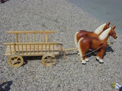 Image de Cheval design avec chariot Figure Jardin Statue Figure Sculptures Déco Nouveau