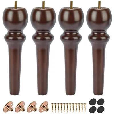 Holz-Möbelfüße 26 cm, 4er-Pack, Walnuss, M8, DIY