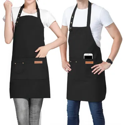 Produktbild von Küchenschürze Set 2er Polyester wasserabweisend 75x66cm verstellbar mit Taschen für Küche Grill Backen Garten Haushalt Gastronomie