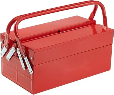 Produktbild von Mehrzweck-Werkzeugkoffer - 355,6x200x165mm - Robuste Werkzeugkiste - Roter Werkzeugkasten für organisierte Lagerung