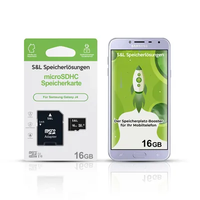 Produktbild von microSD Speicherkarte S&L für Samsung Galaxy J4 - Speicherkapazität: 16 GB