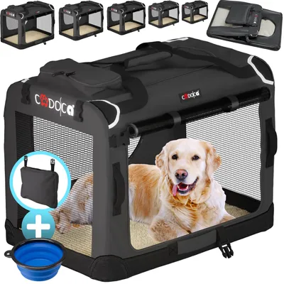 Produktbild von CADOCA® Hundetransportbox faltbar Katzentransportbox Transportbox Autobox Hundebox Box versch. Größen Farbwahl, Größe:XXXL - Anthrazit