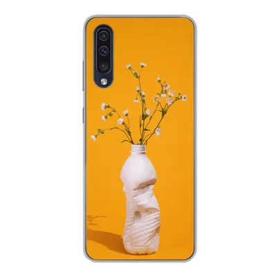 Produktbild von MuchoWow® Handyhülle Schutzhülle Hülle für Samsung Galaxy A30s Flasche - Blumenstrauß - Gelb Silikon Softcase Handy Hülle - Karteninhaber