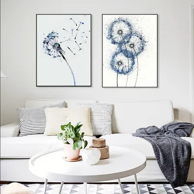Produktbild von TPFLiving Kunstdruck LW-1574 (OHNE RAHMEN) Poster - Leinwand - Wandbild - Hochauflösender Giclée-Druck, langlebig und hochwertig - Aquarell Blauer Löwenzahn -  - Größe: 25x36cm
