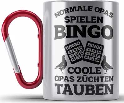 Produktbild von Trendation - Taubenzüchter Geschenkidee Edelstahl Tasse Karabiner mit Spruch Taubenbesitzer Geschenk Taubenliebhaber Opa (Rot)