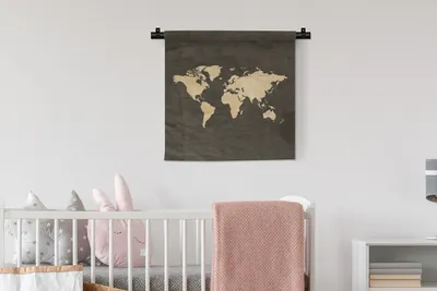 Produktbild von MuchoWow® Wandteppich Wandbehang Weltkarte - Vintage - Farben 60x60 cm Tapisserie Dekoration Wandtuch - Dekorationen - Wand Decke