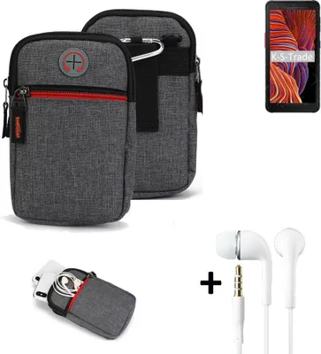 Produktbild von K-S-Trade Gürteltaasche + Kopfhörer kompatibel mit Samsung Galaxy XCover 5 Handy Tasche Holster Schutz Hülle Handy Hülle grau Zusatzfächer 1x