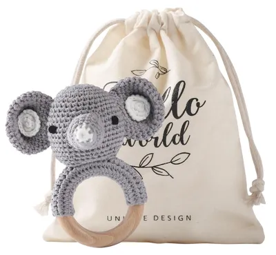 Productafbeelding van Omgoods - Houten Baby Rammelaar met Geluid en Veilig Teething Rings