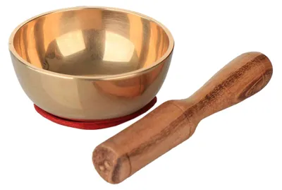 Produktbild von Klangschale Set 7x3cm – Messingschale mit Klöppel & Kissen für Meditation