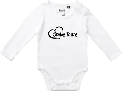 Produktbild von Huuraa Baby Body Stolze Tante Herz 68 White  Baumwolle Fairtrade Langarmbody Geschenkidee