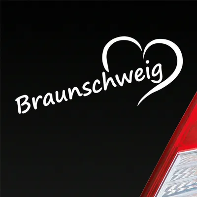 Produktbild von Auto Aufkleber Braunschweig Herz Stadt City Liebe Love 19,5x8 cm Weiss Glanz Sticker Heckscheibenaufkleber