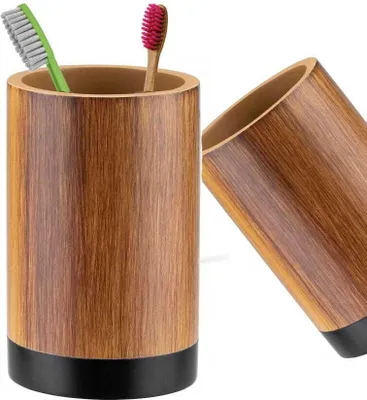 Immagine prodotto di Bicchiere per spazzolini da denti marrone 11 cm in legno
