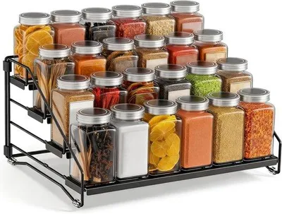 Produktbild von Famanu Kräuterregal verstellbar mit 4 Etagen - Metallorganizer für Küche und Bad