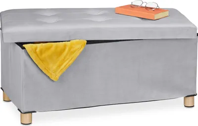 Immagine prodotto di Panca con rivestimento in velluto e gambe in legno RD7857 grigio chiaro
