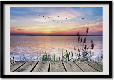 Produktbild von Bild - Bilder - Bilderrahmen - 70 cm x 50 cm - MDF-Rahmen, Wandkunst See Westen