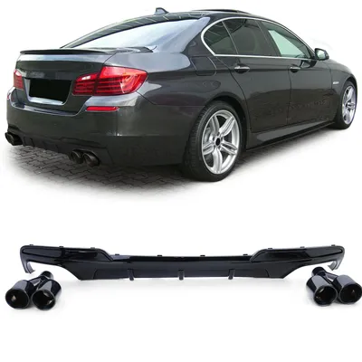 Produktbild von Heckdiffusor Glanz + Endrohre 4 Rohr Performance Look passt für BMW F10 F11 535
