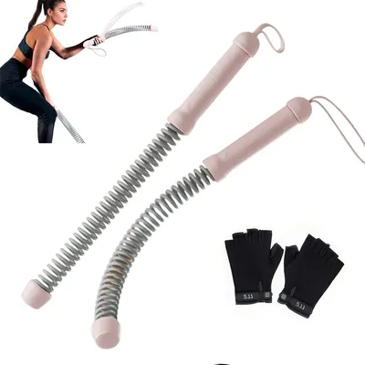 Produktbild von 47 cm kabelloses Battle Rope, verstellbares tragbares Springseil, inkl. Fingerhandschuhe, für Heimtraining, Gymnastik, Kraft- & Muskeltraining(Pink)