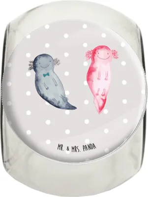 Produktbild von Mr. & Mrs. Panda gewürzglas Axolotl Freundin XL 2000ml - Grau Pastell - Geschenk, aufbewahrungsglas, Teedose, Kaffeedose, Lurch, Liebe, Frischhaltedose, Vorratsdose