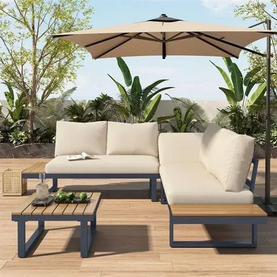 Immagine prodotto di Panchina da giardino in teak a 4 posti, zincata