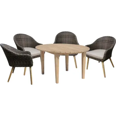 Produktbild von Garden Pleasure Tischgruppe PUEBLO|ARVADA 5-tlg. Akazie100% brushed-wash / Alu / Kunststoffgeflecht 985224-4