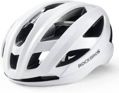 Produktbild von ROCKBROS Fahrradhelm Integrierter Radhelm mit Verstärkungsrahmen, Antimikrobielles Ultraleicht Rennradhelm mit Belüftungssystem 58-62cm Weiß