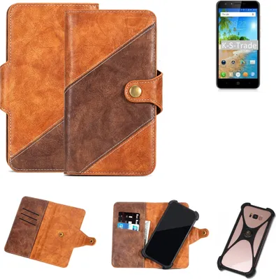 Produktbild von K-S-Trade Handy-Hülle Schutz-Hülle Bookstyle Case Wallet-Case kompatibel mit Doogee Y6C Handy Cover Bumper Kantenschutz Smartphone dunkelbraun braun
