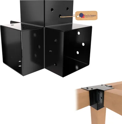 Produktbild von GeZu Impex Pfostenecke 4 Balken 81 x 81 mm Schwarz Pulverbeschichtet  X Form