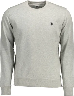 Produktbild von Graues Herren Sweatshirt: Rundhals, Stickerei & Kontrastdetails