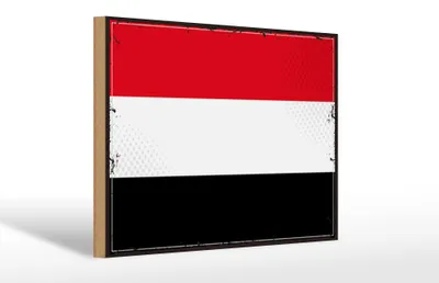 Produktbild von Holzschild Flagge Jemen 30x20cm Retro Flag of Yemen