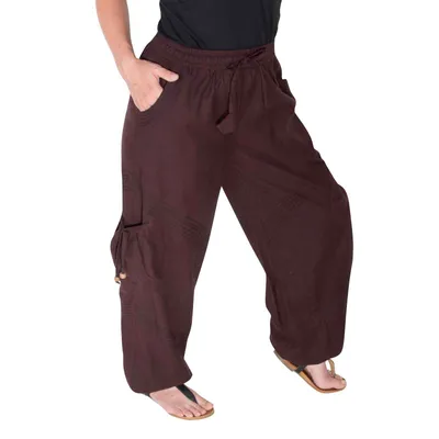 Produktbild von Kunst und Magie Uni Goa Pluderhose in klassischen Farben, Größe:5XL, Farbe:Schwarz / Braun