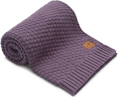 Produktbild von Nordville Babydecke - Lila 70x100 cm Erstlingsdecke Kuscheldecke Strickdecke aus 100% Baumwolle