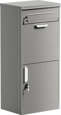 Produktbild von Wiltec Paketkasten grau 500 x 370 x 1120 mm, Paketbox Zuhause, private Paketannahme passend für Pakete und Päckchen, Standbriefkasten Stahl