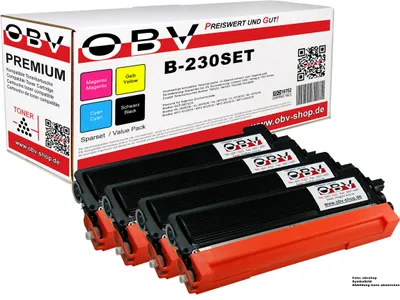 Produktbild von 4x kompatibler OBV Toner ersetzt Brother TN-230BK/C/M/Y | K:2200 / C/M/Y:1400 Seiten | HL-3070CW MFC-9125CW