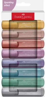 Zdjęcie produktu dla Faber-Castell Textliner 46 Metallic, 8 szt., Metaliczny, Wielobarwny, 1 mm, 5 mm, Atrament na bazie wody, Nastolatek