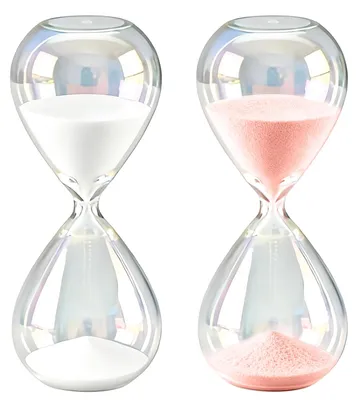 2 Sanduhren, 30 Min., Borosilikatglas, 8x8x20 cm, rosa+weiß