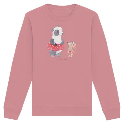 Produktbild von Mr. & Mrs. Panda Baumwoll Pullover Otter Schwimmen Größe XS - Canyon Pink - Geschenk, Sweater, Sweatshirt, Wassersport, Schwimmkurs, Pulli