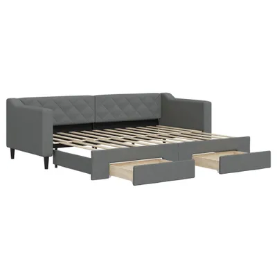 Produktbild von vidaXL Tagesbett Ausziehbar mit Schubladen Dunkelgrau 80x200 cm Stoff