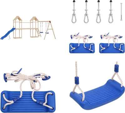 Produktbild von vidaXL Schaukelsitze mit Seilen 2 Stk. Blau 37x15 cm Polyethene - Schaukelsitz - Schaukelsitze - Gartenschaukelsitz - Verstellbarer Schaukelsitz