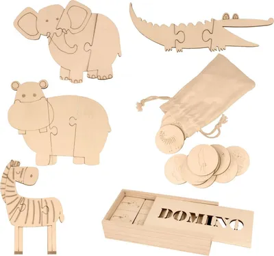Immagine prodotto di 3 giochi safari in legno per bambini