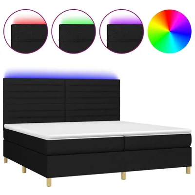 Produktbild von vidaXL Boxspringbett mit Matratze & LED Schwarz 200x200 cm Stoff