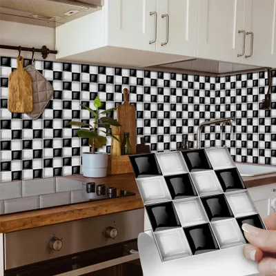Productafbeelding van Zelfklevende tegelstickers in mozaïekstijl - PVC-folie - Geschikt voor keuken en badkamer - 20 stuks - 10x10 cm