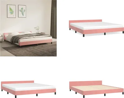 Produktbild von vidaXL Bettgestell mit Kopfteil Rosa 180x200 cm Samt - Bettgestell Mit Kopfteil - Bettgestelle Mit Kopfteil - Bettgestell - Bett Mit Kopfteil