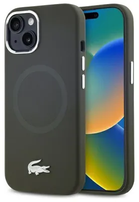 Zdjęcie produktu dla Etui Lacoste Croco Logo Silicone do iPhone 15 zielony