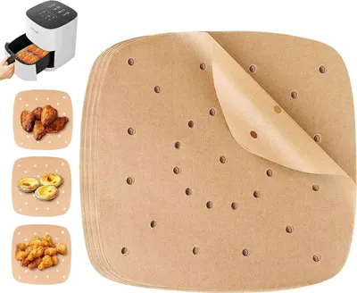 Produktbild von 200 Stück Airfryer Backpapier，backpapier für heißluftfritteuse，Perforiertes Luftfritteuse Pergamentpapier，Backblechpap